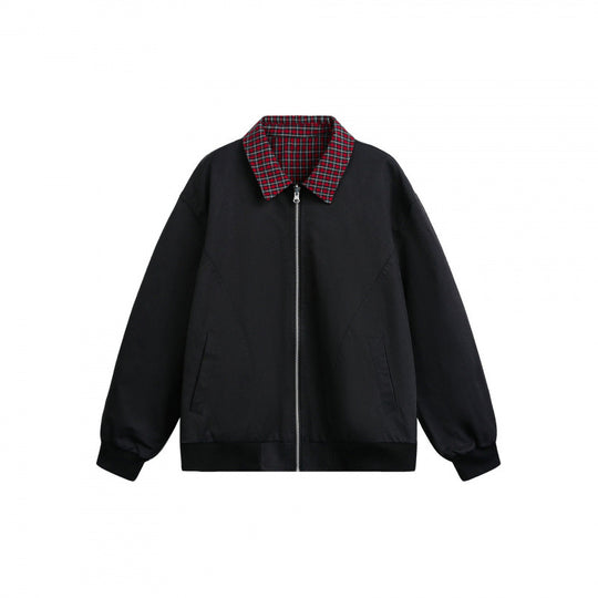 Unisex Wende-Reißverschlussjacke mit kariertem Muster und glatter Rückseite Nord Taschen