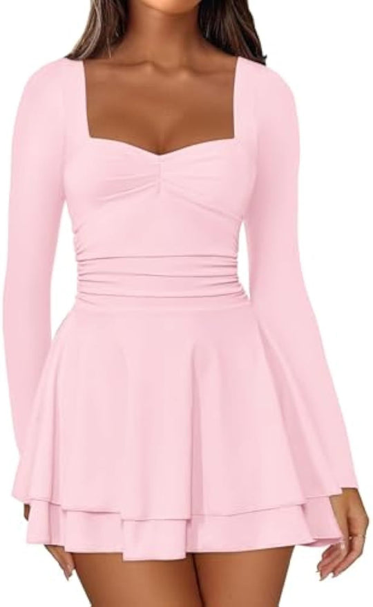 Damen Elegantes Kleid mit langen Ärmeln Nord Taschen