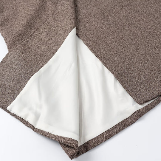 Damen elegant-langer Mantel mit Doppelreihe, Kontrastärmeln und Glencheck-Details Nord Taschen