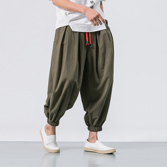 Herren ausgefallene Ballonhose im Haremstil mit Faltenwurf, elastischem Bund und Kordelzug Nord Taschen