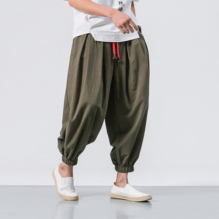 Herren ausgefallene Ballonhose im Haremstil mit Faltenwurf, elastischem Bund und Kordelzug Nord Taschen
