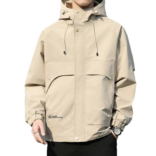 Herren Leichte Kapuzen-Utility-Windjacke mit großen Pattentaschen und elastischen Bündchen Nord Taschen