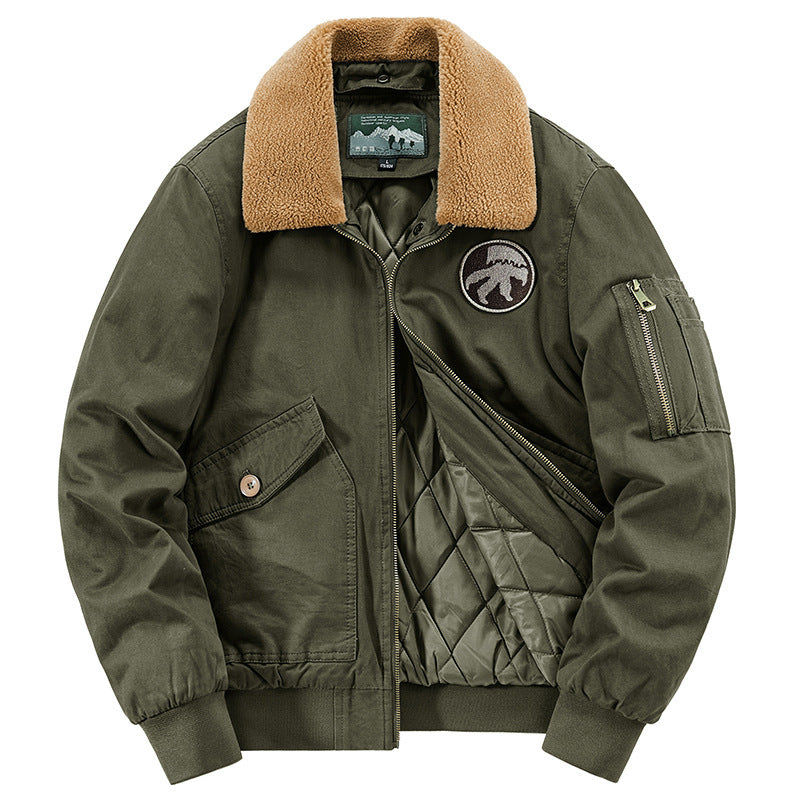 Herren Pilotenblouson mit gesteppter Thermo-Innenfüllung und Sherpa-Kragen Nord Taschen