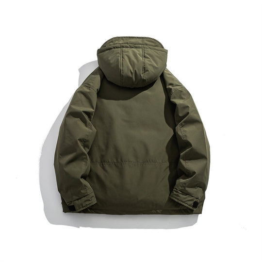 Herren Kurz geschnittener wetterfester Hybrid-Parka mit Kapuze, Druckknopfblende und schrägen Reißverschlusstaschen Nord Taschen