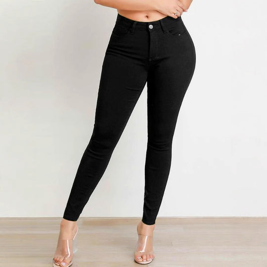 Damen hochgeschnittene Skinny-Jeans mit Stretch und figurformendem Schnitt Nord Taschen