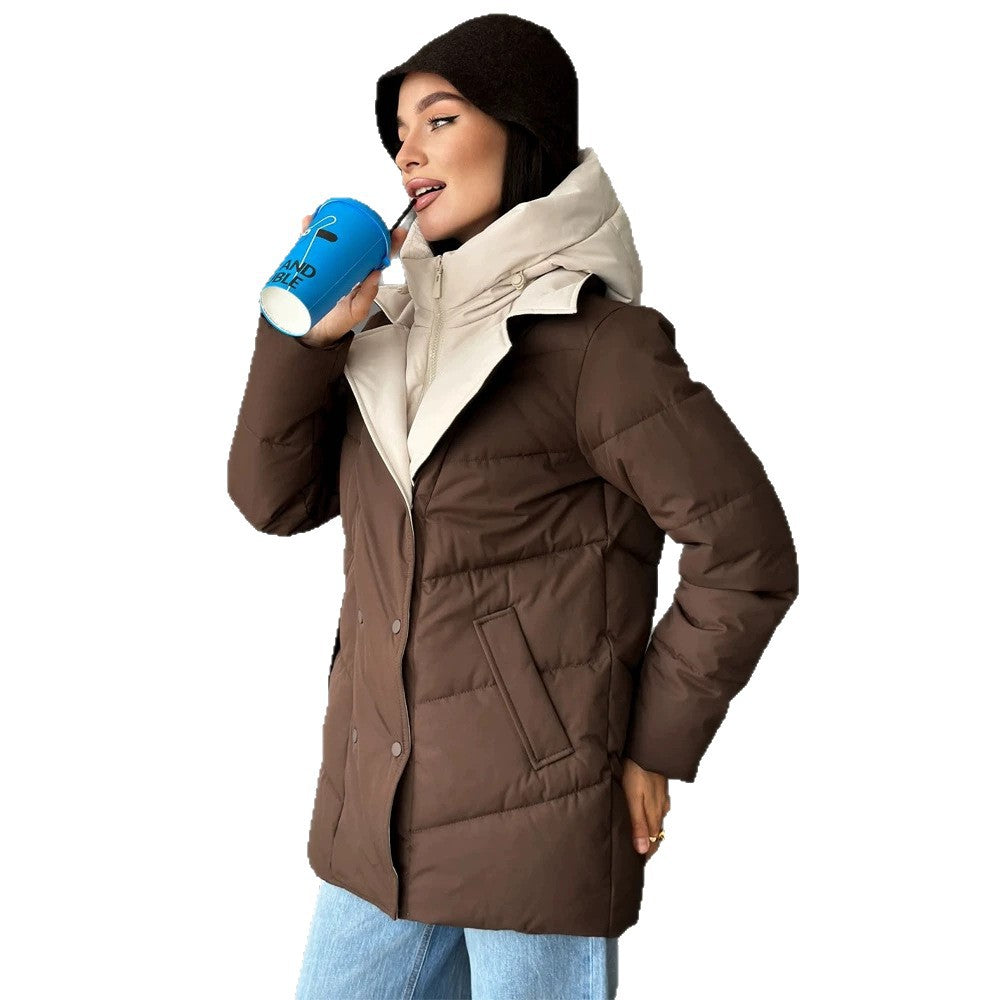 Damen wattierte Doppelreiher-Parka mit abnehmbarer gesteppter Innenweste Nord Taschen