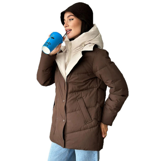 Damen wattierte Doppelreiher-Parka mit abnehmbarer gesteppter Innenweste Nord Taschen