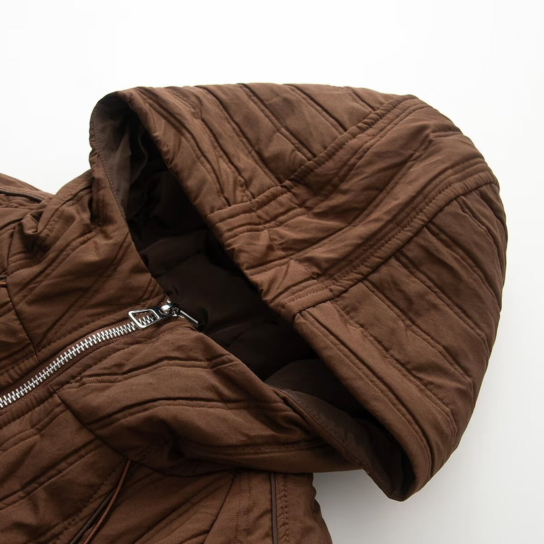 Damen Steppjacke mit Kapuze, Tunnelzug und weitem Schnitt Nord Taschen