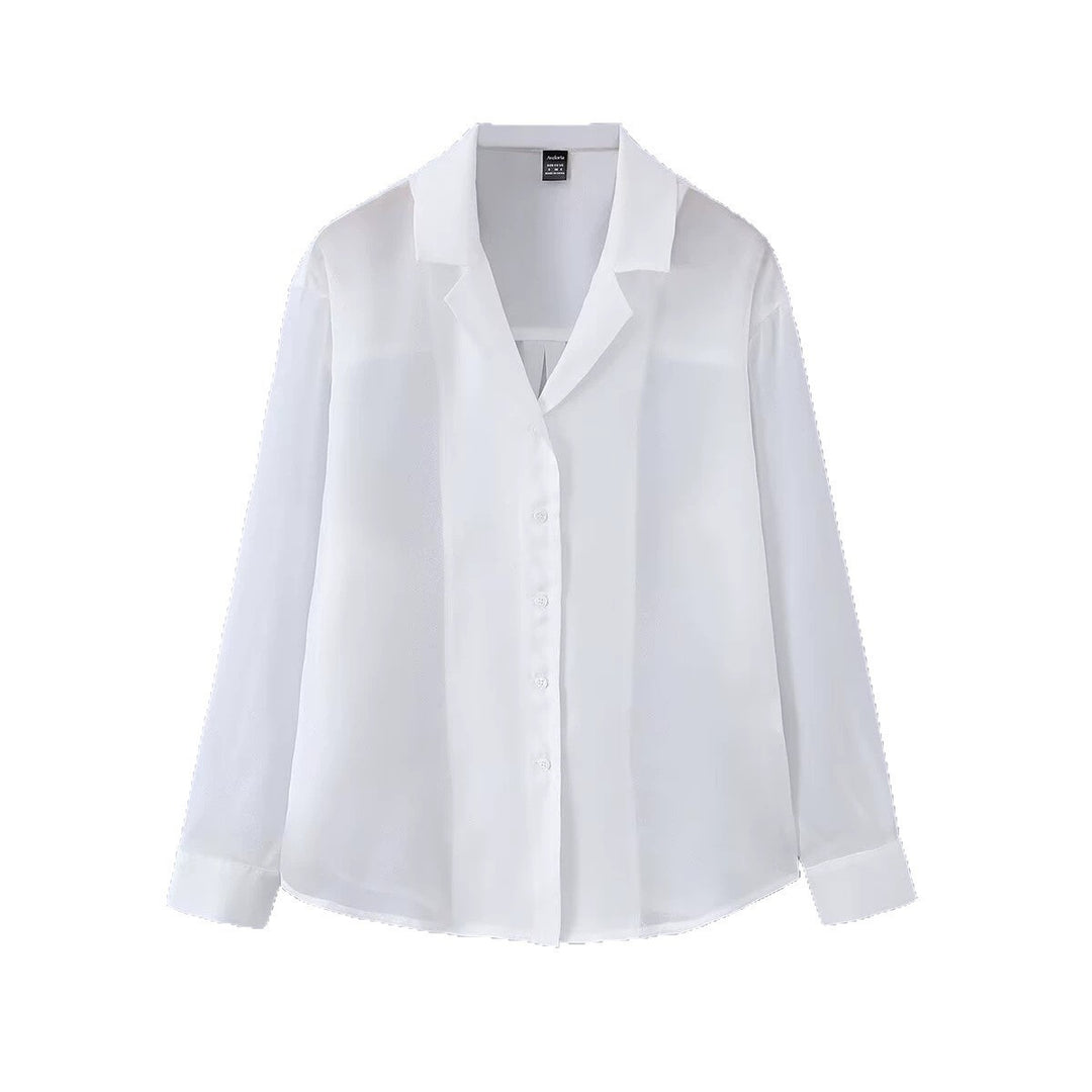 Damen Leichte Chiffon-Hemdbluse mit Oversize-Schnitt und Manschetten Nord Taschen