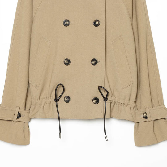 Damen Cropped Trenchjacke mit hohem Funnelkragen, Raglanärmeln und Tunnelzug‑Taillierung Nord Taschen