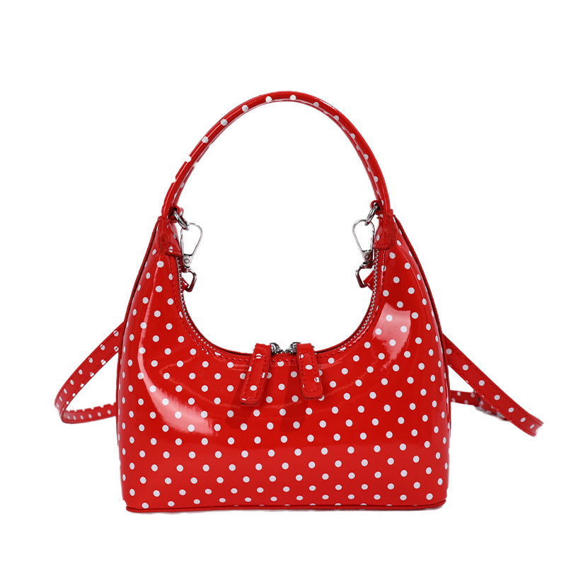Damen Hobo-Tasche aus glänzendem Kunstleder mit verspieltem Punktedesign Nord Taschen