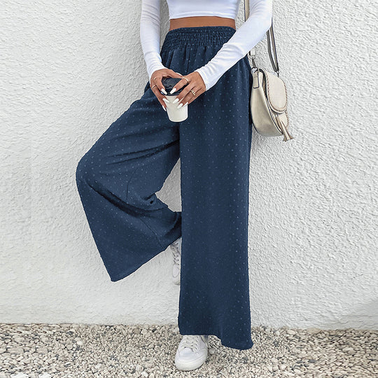 Damen Palazzo-Hose mit weitem Bein, elastischem Raffungbund und strukturierter Pointelle-Optik Nord Taschen