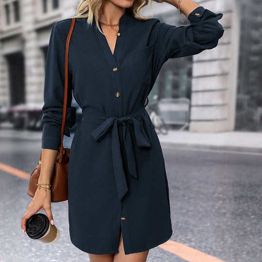 Damen Hemdblusenkleid mit Taillengürtel Nord Taschen 1788168858
