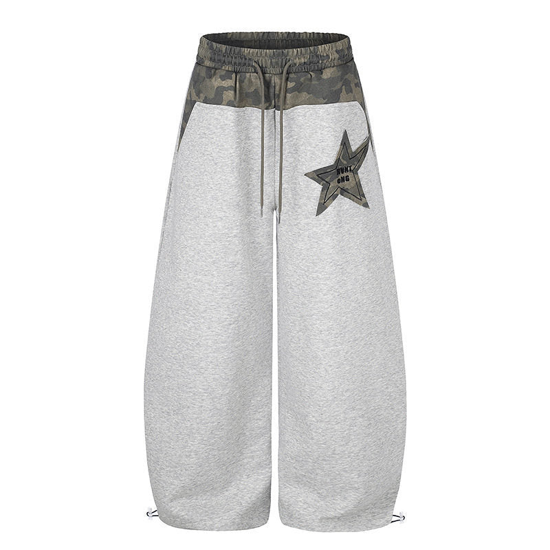 Damen Extraweite Culotte-Sweatpants mit Camouflage-Bund und Sternpatch Nord Taschen