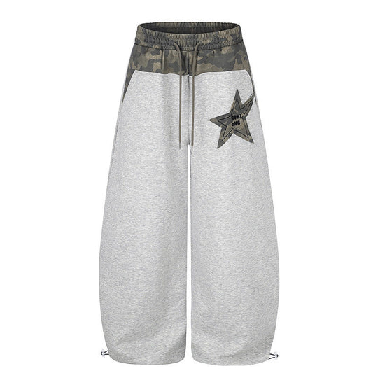 Damen Extraweite Culotte-Sweatpants mit Camouflage-Bund und Sternpatch Nord Taschen
