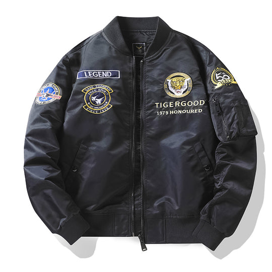 Herren Sportliche Bomberjacke mit vielen detaillierten Patches Nord Taschen