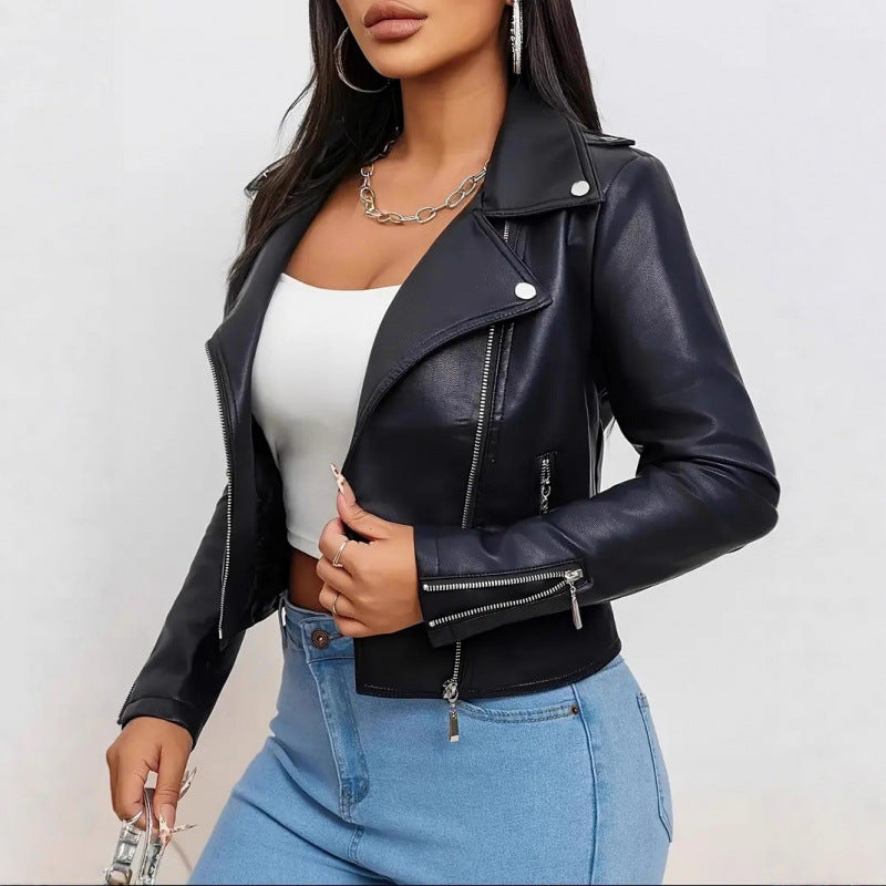 Damen Kunstleder Bikerjacke figurbetont geschnitten - Vittorelli