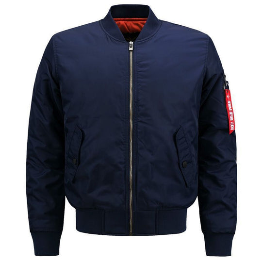 Herren Bomberjacke im Pilotenstil mit kontrastiertem Innenfutter und Ärmel-Utilitytasche Nord Taschen