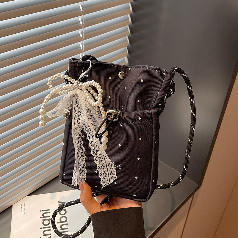 Damen praktische Mini-Umhängetasche mit Kordelzug Nord Taschen