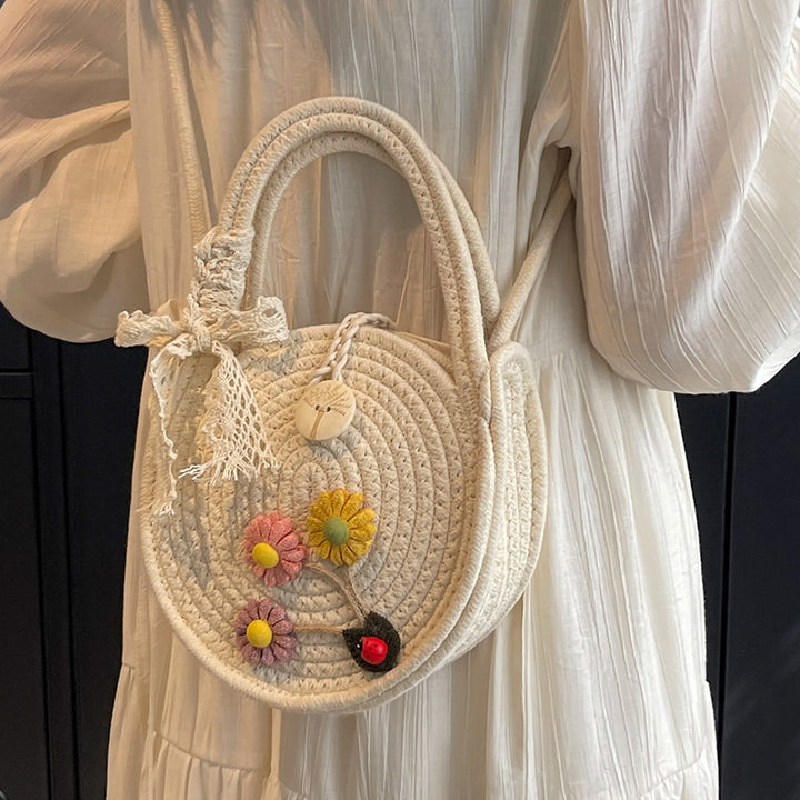 Damen Umhängetasche mit handgefertigtem Blumenapplikationen Nord Taschen