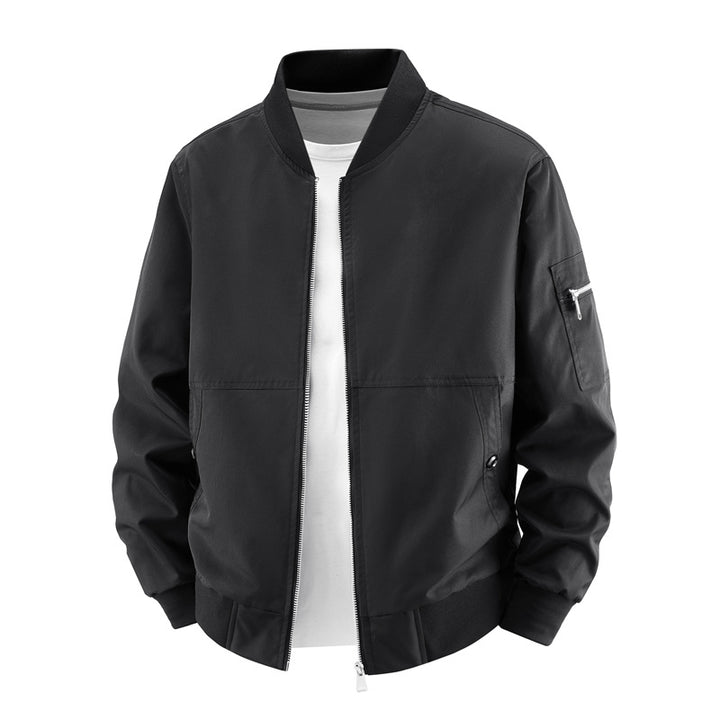 Men's  minimalist zip-front bomber jacket with concealed welt pockets and sleeve utility pocket Nord Taschen