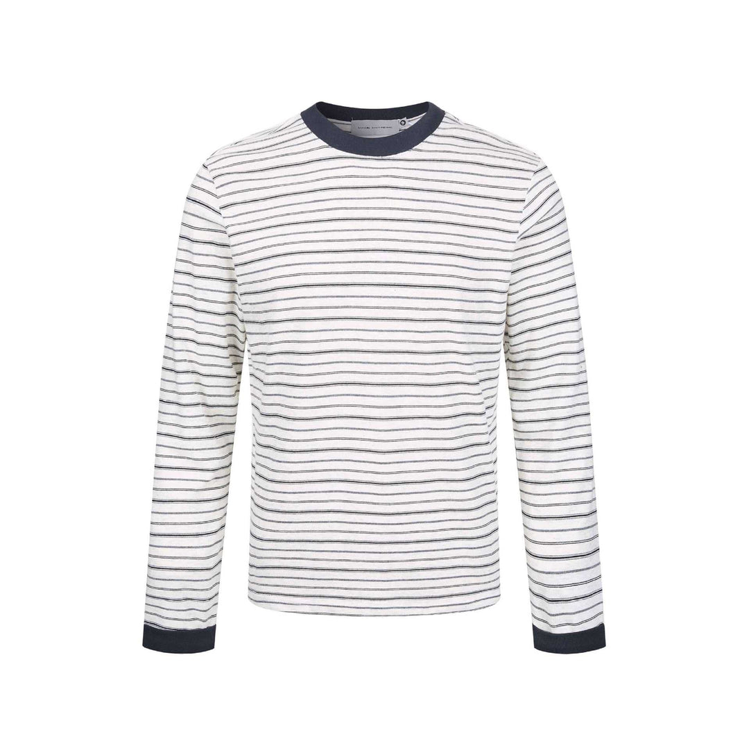 Herren Gestreiftes Langarmshirt aus Baumwollmix mit geripptem Rundhals Nord Taschen