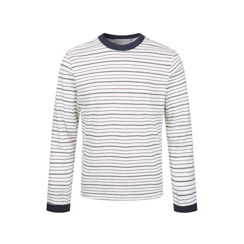 Herren Gestreiftes Langarmshirt aus Baumwollmix mit geripptem Rundhals Nord Taschen