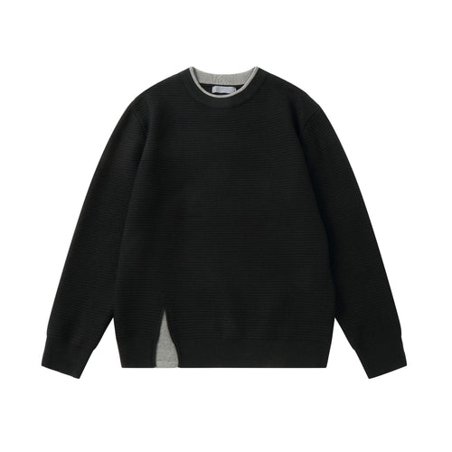 Damen Strukturiertes Rundhals-Sweatshirt mit seitlichem Keilschlitz Nord Taschen