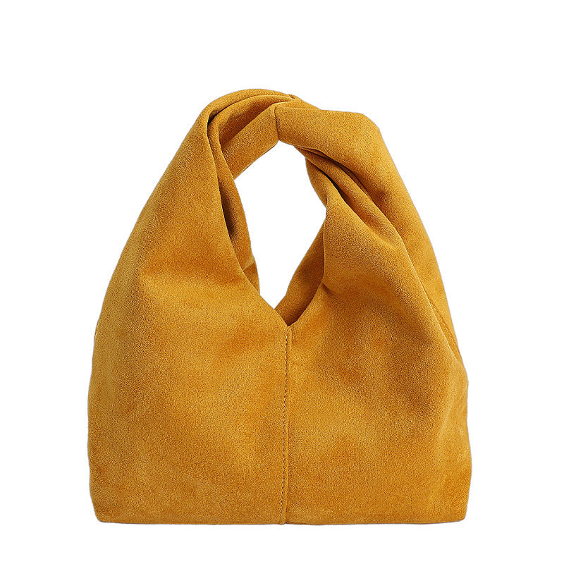 Damen Schultertasche aus weichem Veloursleder mit modernem Knotenakzent Nord Taschen