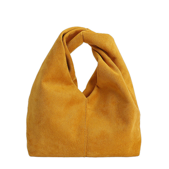 Damen Schultertasche aus weichem Veloursleder mit modernem Knotenakzent Nord Taschen