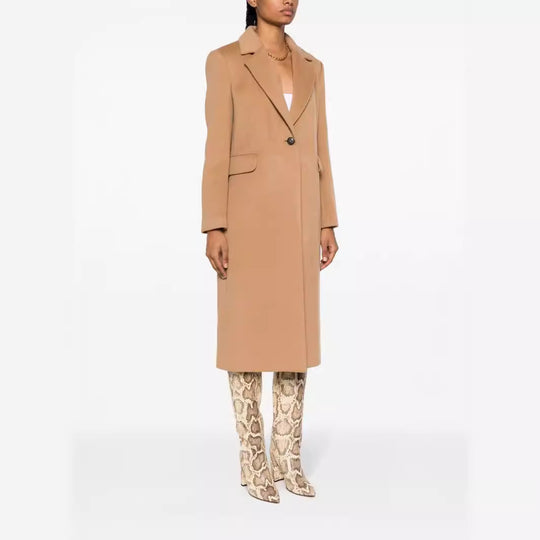 Damen Einreihiger Wollmix-Longcoat mit Ein-Knopf‑Verschluss und Pattentaschen Nord Taschen