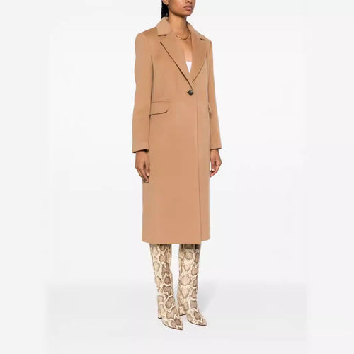 Damen Einreihiger Wollmix-Longcoat mit Ein-Knopf‑Verschluss und Pattentaschen Nord Taschen