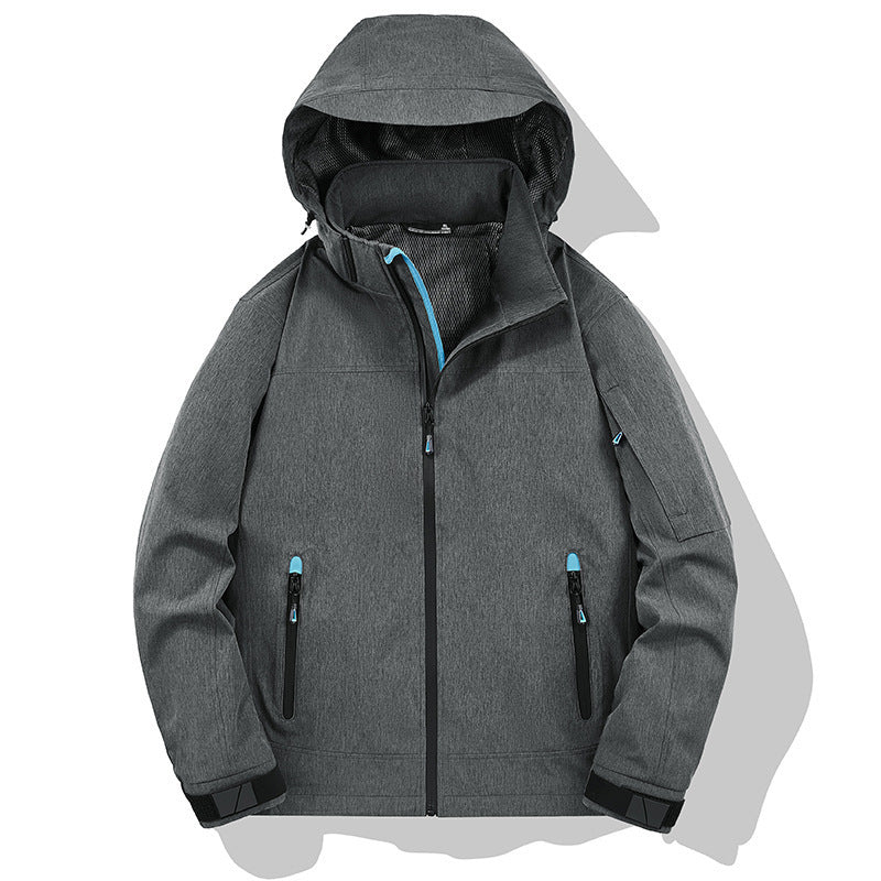 Herren Wetterresistente Softshell-Outdoorjacke mit Kapuze, hohem Kragen und verschweißten Nähten Nord Taschen