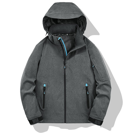 Herren Wetterresistente Softshell-Outdoorjacke mit Kapuze, hohem Kragen und verschweißten Nähten Nord Taschen