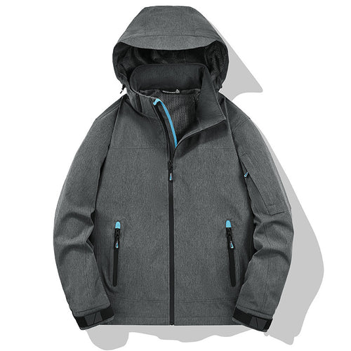 Herren Wetterresistente Softshell-Outdoorjacke mit Kapuze, hohem Kragen und verschweißten Nähten Nord Taschen