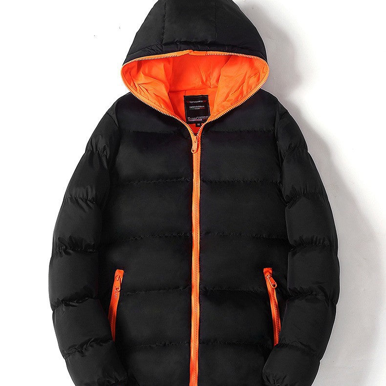 Herren leichte wattierte Kapuzenjacke mit kontrastierendem Innenfutter und Reißverschlusstaschen Nord Taschen