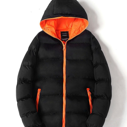 Herren leichte wattierte Kapuzenjacke mit kontrastierendem Innenfutter und Reißverschlusstaschen Nord Taschen