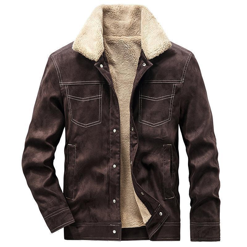 Herren Pilotenjacke in Wildlederoptik mit Sherpa‑Futter und Steppdetails Nord Taschen