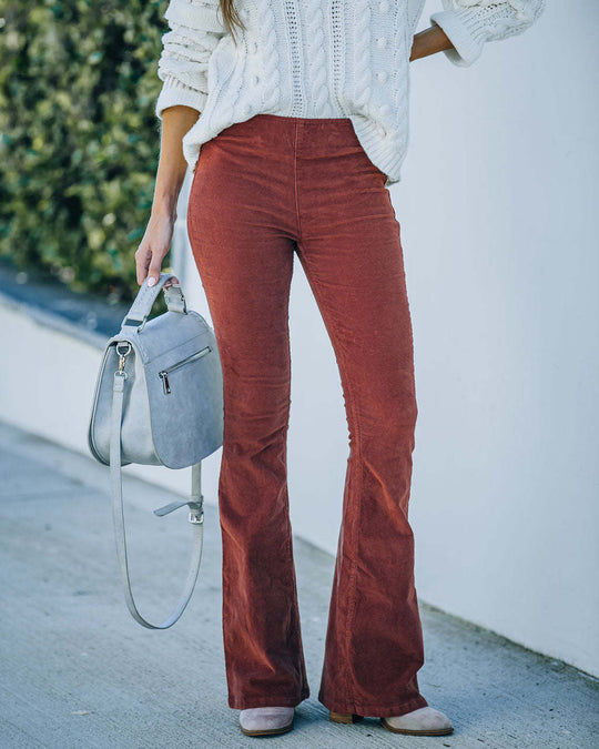 Damen Flared Cordhose mit hohem Bund und weichem Material