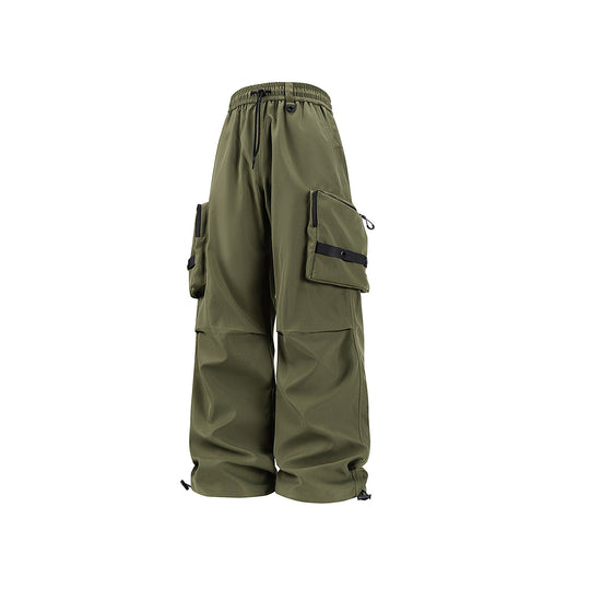 Herren Weite Utility-Cargohose mit großvolumigen Klappentaschen und Kordelzugbund Nord Taschen