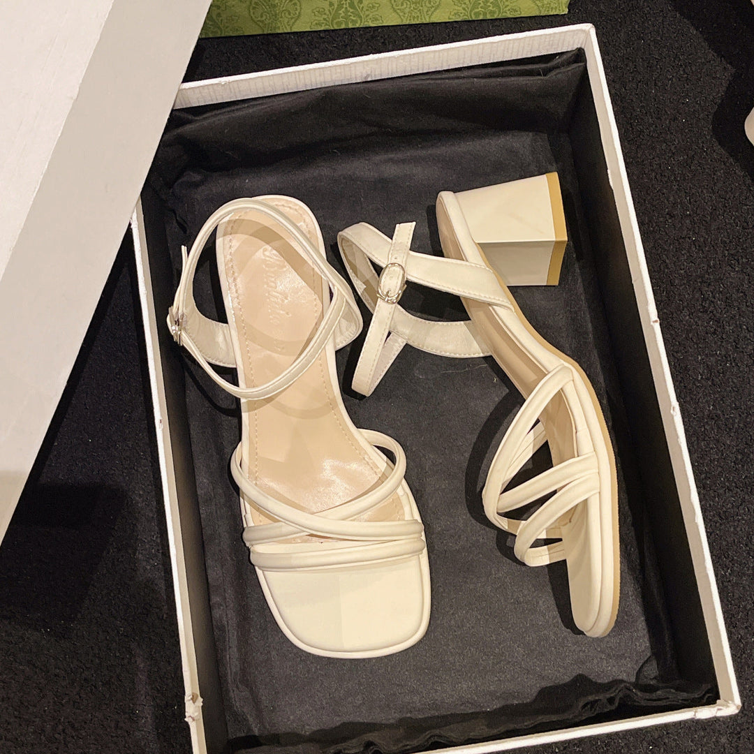Damen Elegante Riemchen-Sandalen mit Blockabsatz - Arvani