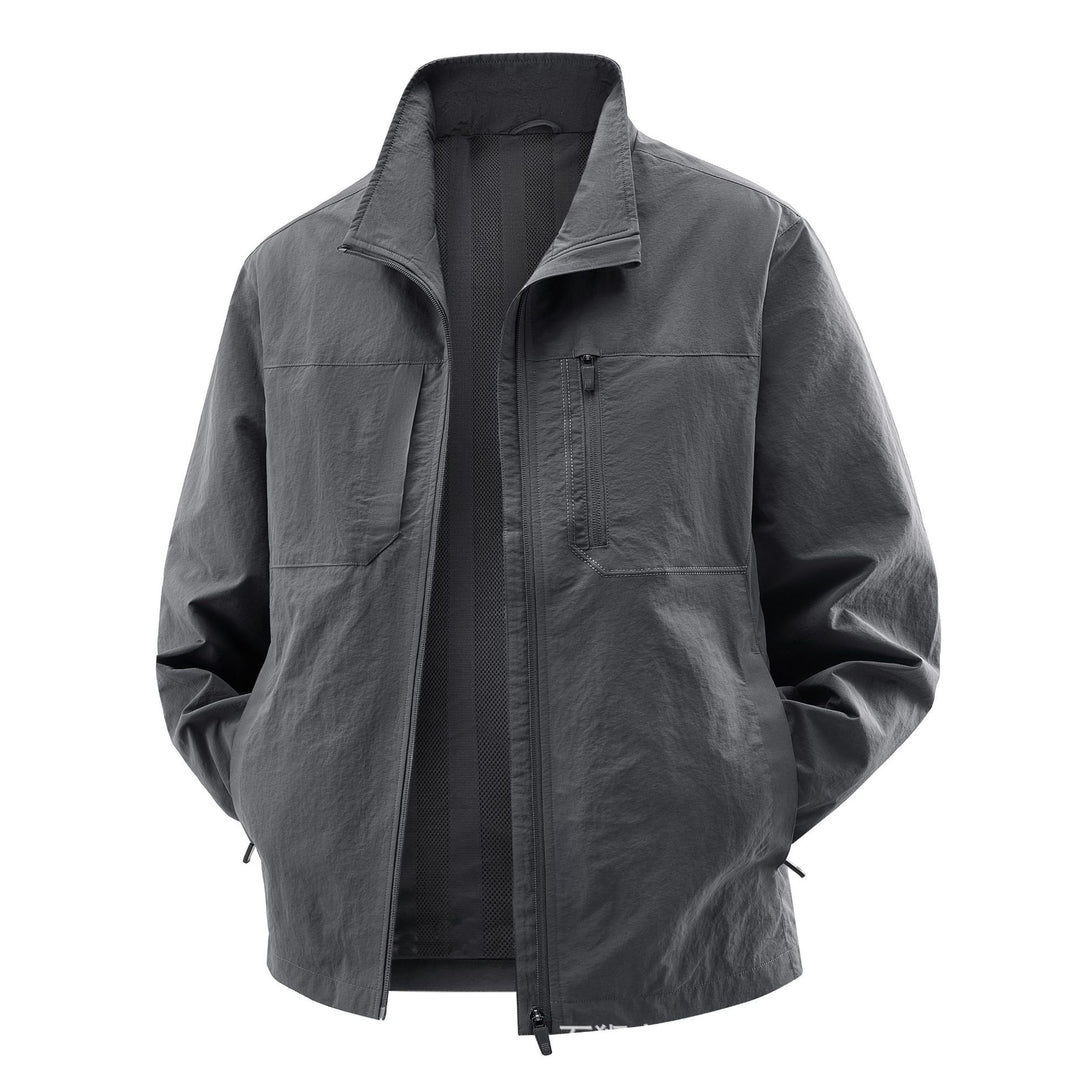 Herren Leichte Field-Utility-Jacke mit Mesh‑Futter, Stehkragen und Reißverschlusstaschen Nord Taschen