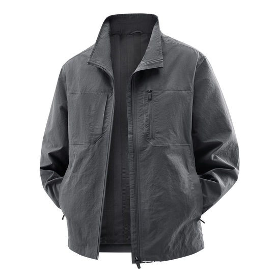 Herren Leichte Field-Utility-Jacke mit Mesh‑Futter, Stehkragen und Reißverschlusstaschen Nord Taschen