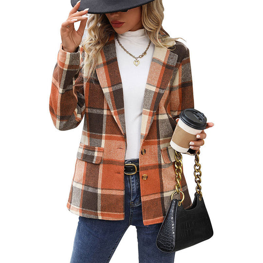 Damen Plaid Blazer Nord Taschen
