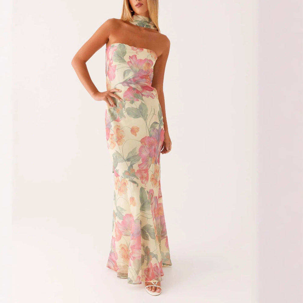 Damen Elegantes Langarm Abendkleid im Blumendesign - Vittorelli