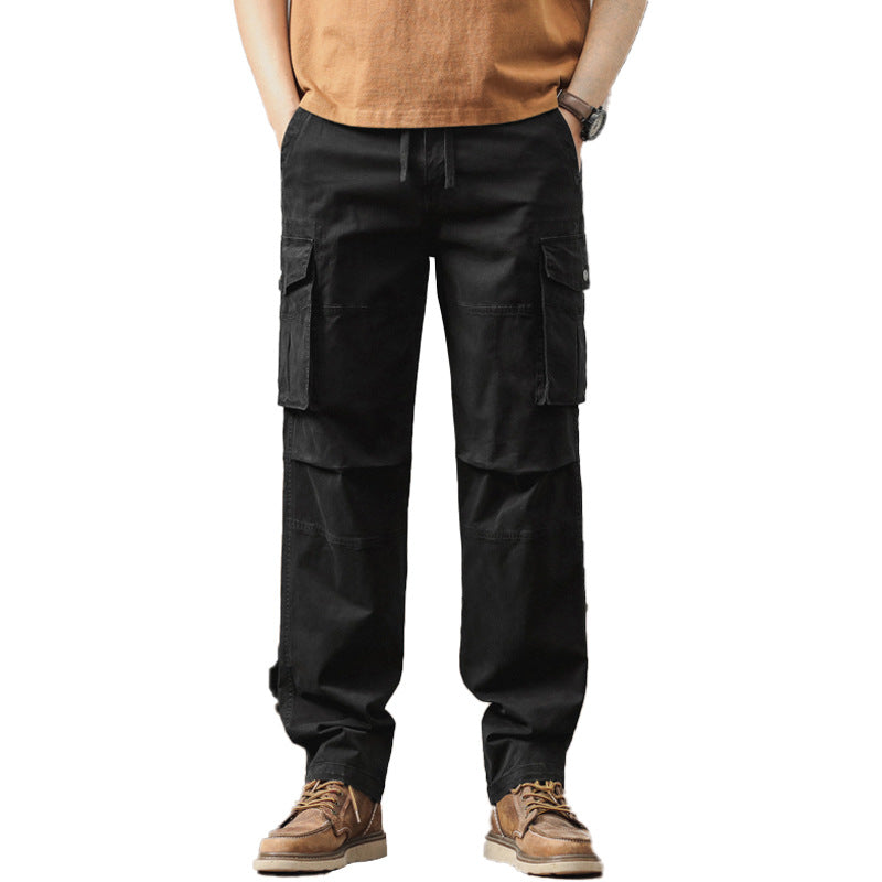 Herren Gerade geschnittene Canvas-Cargohose mit Klapp-Utility-Taschen und Kordelbund Nord Taschen