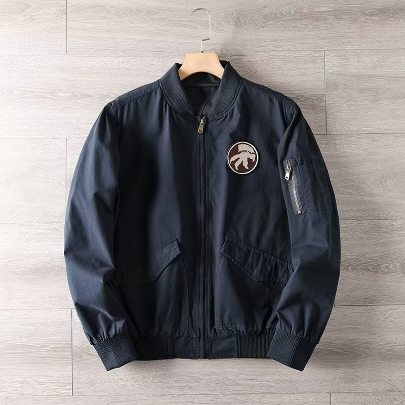 Herren Casual Bomberjacke mit Reißverschluss, Brustpatch und Ärmel-Taschendetail Nord Taschen