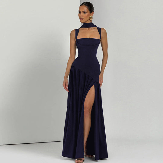 Damen Elegantes Abendkleid mit asymmetrischem Schnitt und tiefem Schlitz - Vittorelli