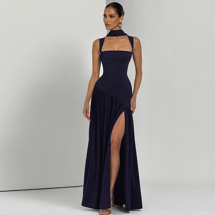 Damen Elegantes Abendkleid mit asymmetrischem Schnitt und tiefem Schlitz