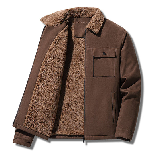 Herren gefütterte Sherpa-Canvas-Jacke mit Reißverschluss Nord Taschen